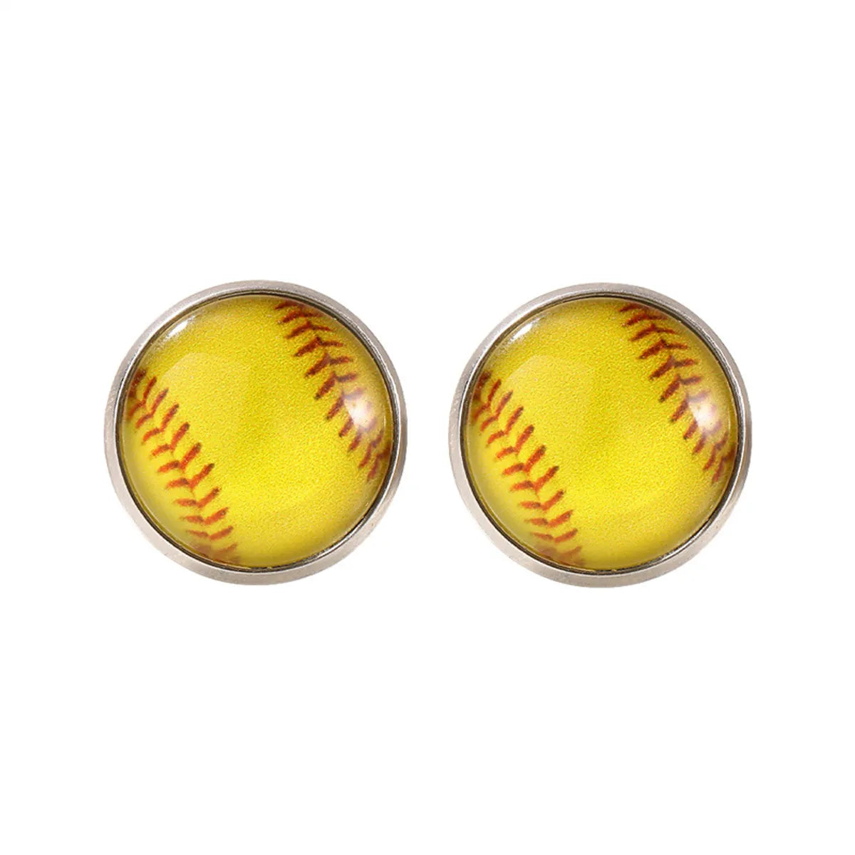 1 Pair Fitness Streetwear Sports Basketball Football Inlay Alloy Glass Ear Studs