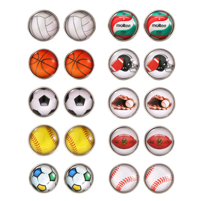 1 Pair Fitness Streetwear Sports Basketball Football Inlay Alloy Glass Ear Studs