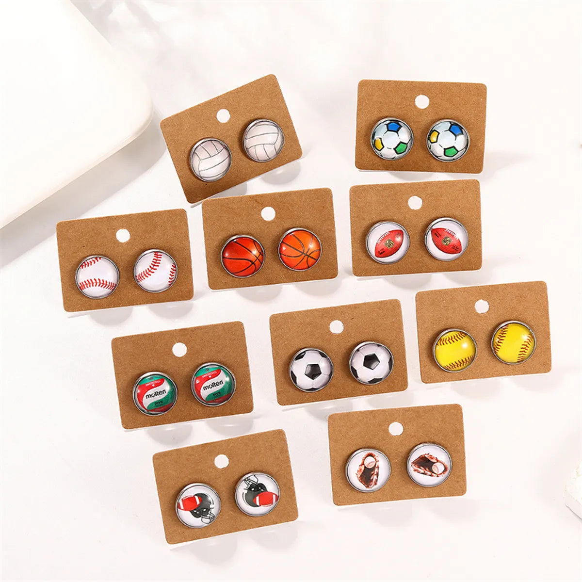 1 Pair Fitness Streetwear Sports Basketball Football Inlay Alloy Glass Ear Studs