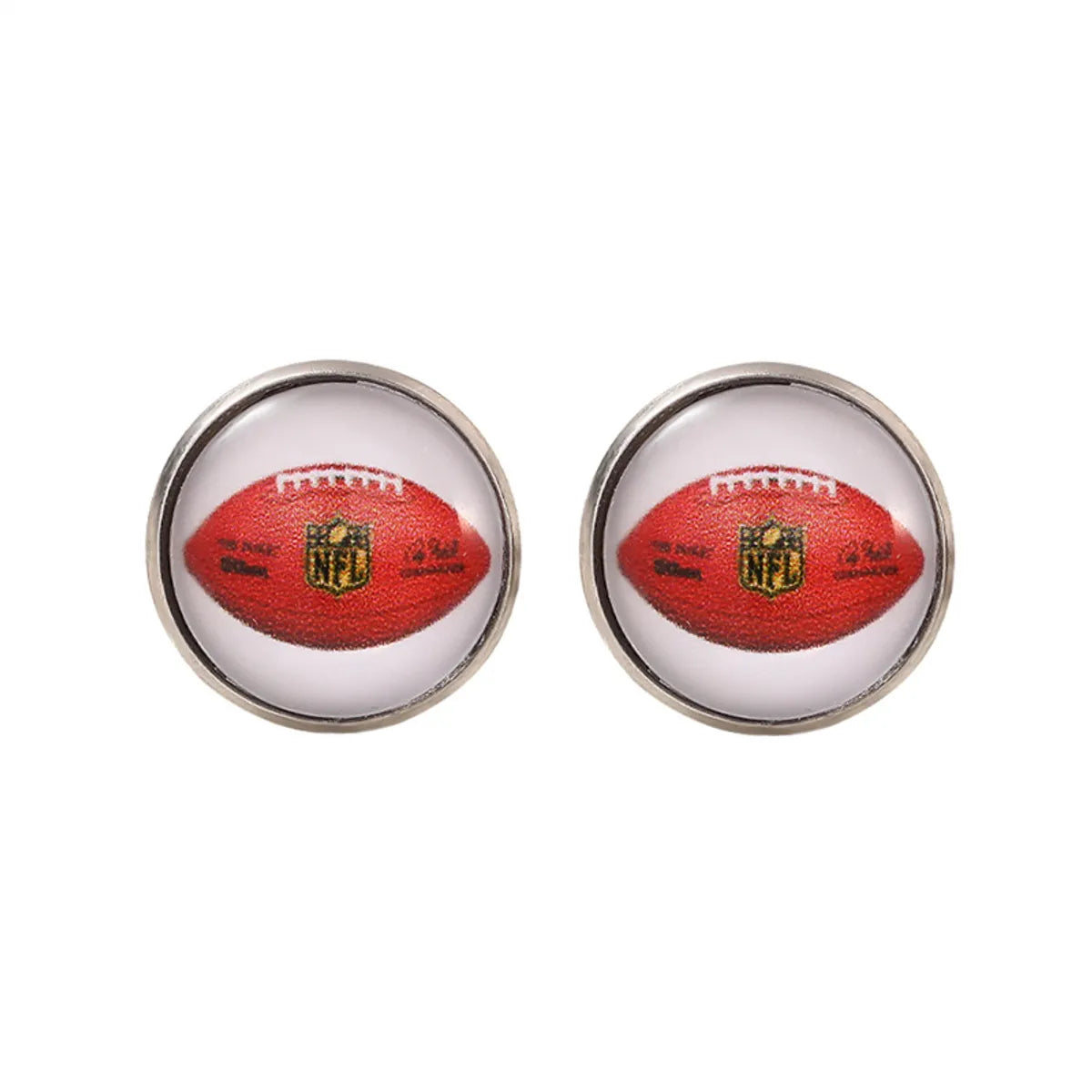 1 Pair Fitness Streetwear Sports Basketball Football Inlay Alloy Glass Ear Studs