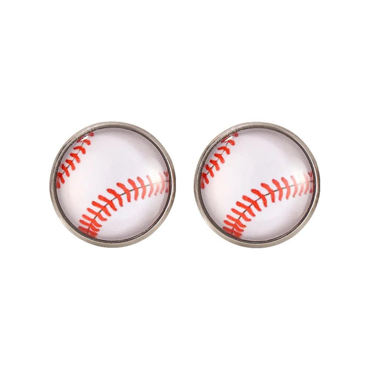 1 Pair Fitness Streetwear Sports Basketball Football Inlay Alloy Glass Ear Studs