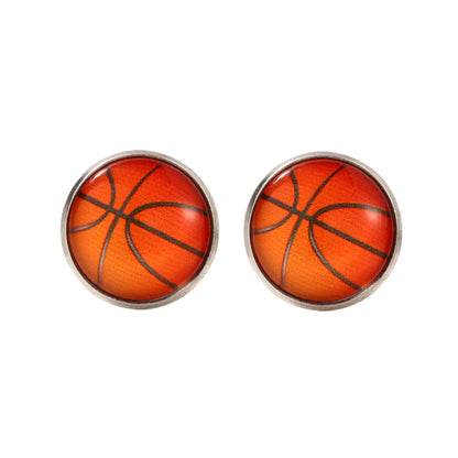 1 Pair Fitness Streetwear Sports Basketball Football Inlay Alloy Glass Ear Studs