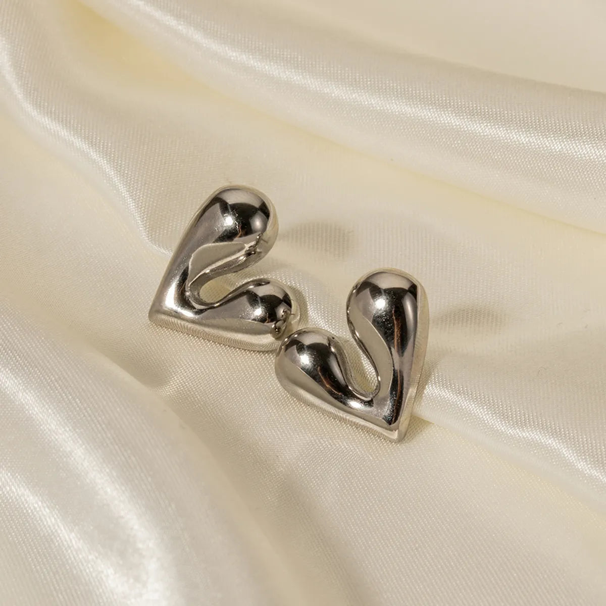 1 Pair Formal Heart Shape Patchwork Stainless Steel Ear Studs