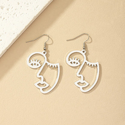 1 Pair French Style Artistic Cool Style Human Face Plating Alloy Drop Earrings