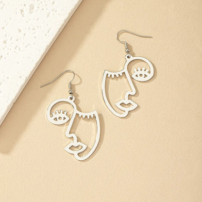 1 Pair French Style Artistic Cool Style Human Face Plating Alloy Drop Earrings