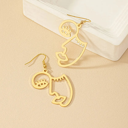 1 Pair French Style Artistic Cool Style Human Face Plating Alloy Drop Earrings