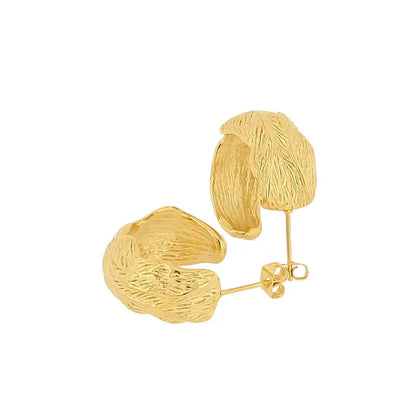 1 Pair French Style C Shape Plating Titanium Steel 18K Gold Plated Ear Studs