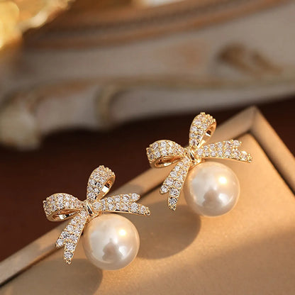 1 Pair French Style Classic Style Bow Knot Alloy Ear Studs