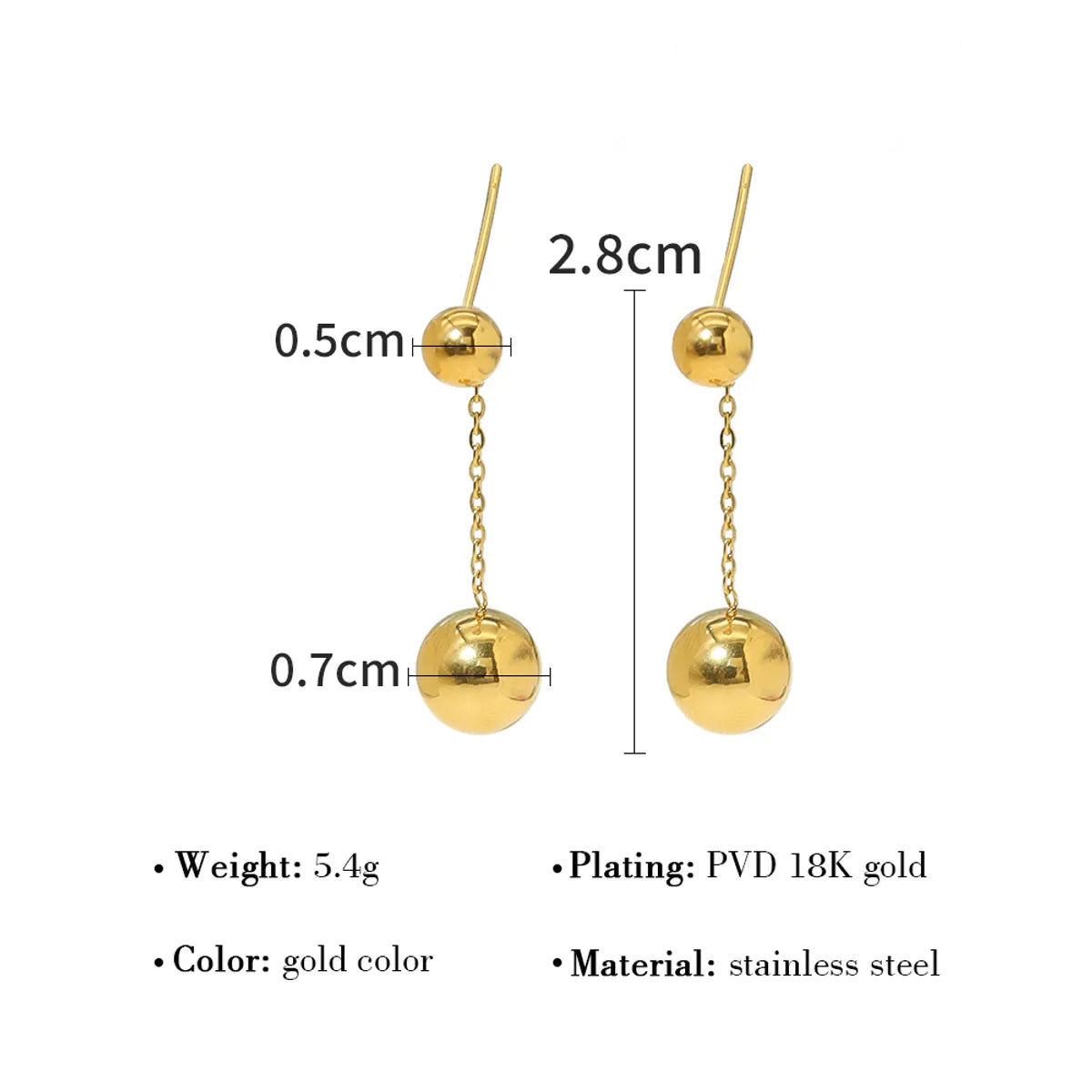 1 Pair French Style Classic Style Circle Round Plating Stainless Steel Titanium Steel 18k Gold Plated Drop Earrings