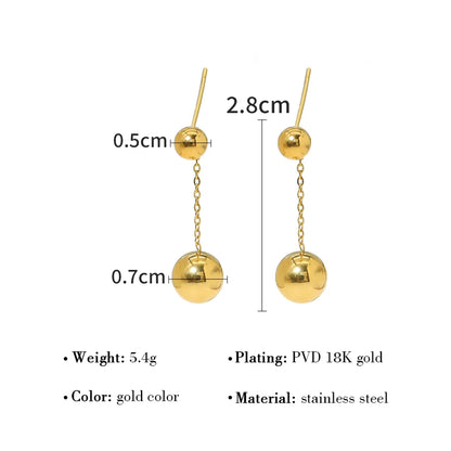 1 Pair French Style Classic Style Circle Round Plating Stainless Steel Titanium Steel 18k Gold Plated Drop Earrings