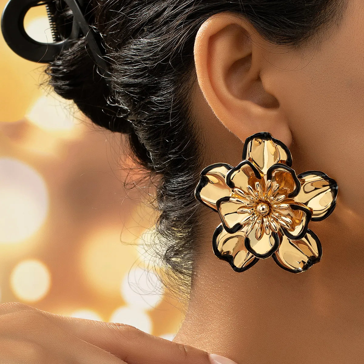 1 Pair French Style Commute Korean Style Flower Stoving Varnish Plating Alloy Ear Studs