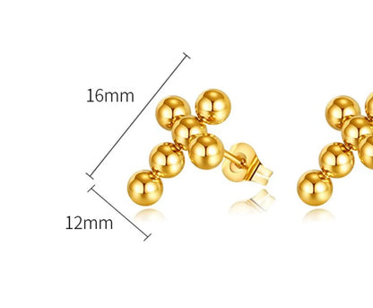 1 Pair French Style Cross Stainless Steel Ear Studs