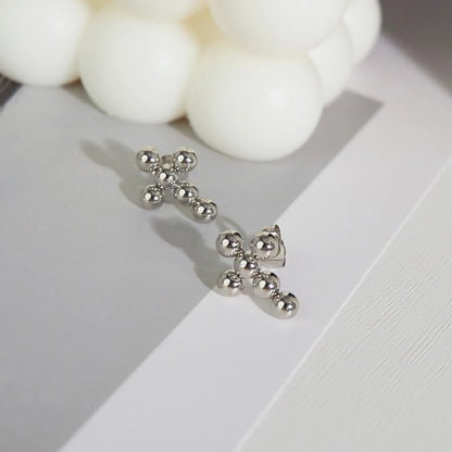 1 Pair French Style Cross Stainless Steel Ear Studs