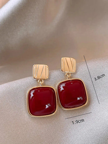 1 Pair French Style Geometric Alloy Drop Earrings