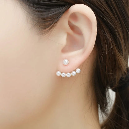 1 Pair French Style Modern Style Sector Plating Inlay 304 Stainless Steel Artificial Pearls 18K Gold Plated Ear Studs