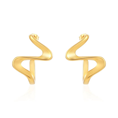 1 Pair French Style Modern Style Simple Style Curve Spiral Stripe Irregular Plating Stainless Steel 18k Gold Plated Ear Studs