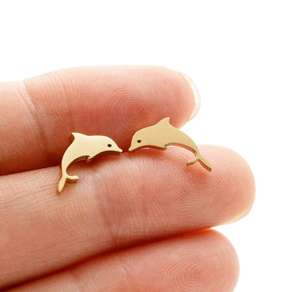 1 Pair French Style Modern Style Sweet Clouds Dolphin Skates Polishing Plating 304 Stainless Steel 18K Gold Plated Ear Studs