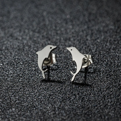 1 Pair French Style Modern Style Sweet Clouds Dolphin Skates Polishing Plating 304 Stainless Steel 18K Gold Plated Ear Studs