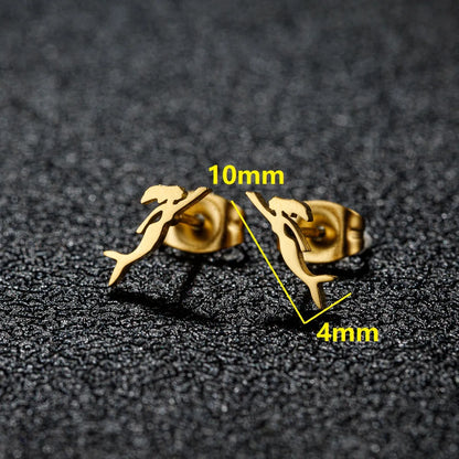 1 Pair French Style Modern Style Sweet Clouds Dolphin Skates Polishing Plating 304 Stainless Steel 18K Gold Plated Ear Studs