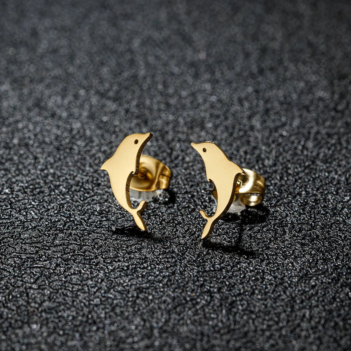 1 Pair French Style Modern Style Sweet Clouds Dolphin Skates Polishing Plating 304 Stainless Steel 18K Gold Plated Ear Studs