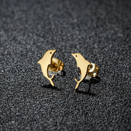 1 Pair French Style Modern Style Sweet Clouds Dolphin Skates Polishing Plating 304 Stainless Steel 18K Gold Plated Ear Studs