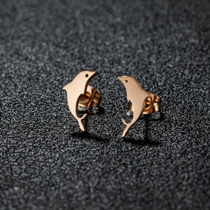 1 Pair French Style Modern Style Sweet Clouds Dolphin Skates Polishing Plating 304 Stainless Steel 18K Gold Plated Ear Studs