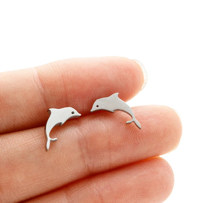 1 Pair French Style Modern Style Sweet Clouds Dolphin Skates Polishing Plating 304 Stainless Steel 18K Gold Plated Ear Studs