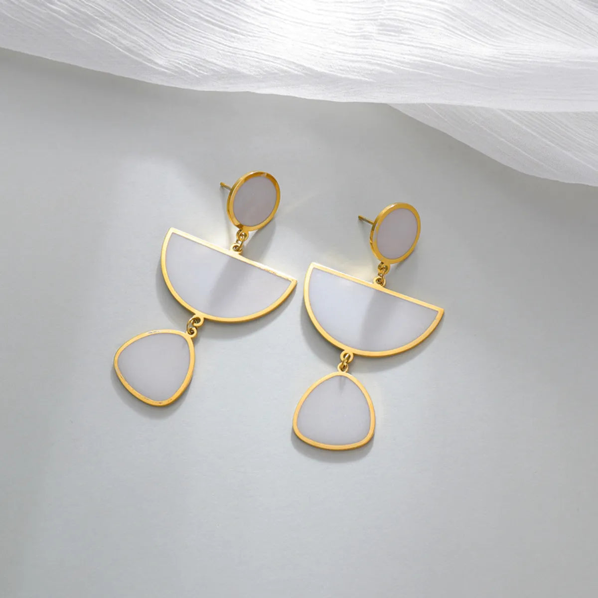 1 Pair French Style Semicircle Irregular 304 Stainless Steel 14K Gold Plated Drop Earrings