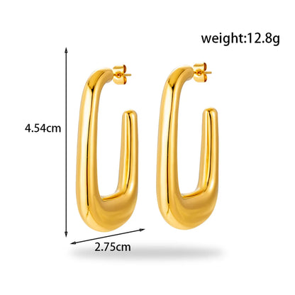 1 Pair French Style Simple Style C Shape Rhombus Rectangle Plating Frill 304 Stainless Steel Earrings