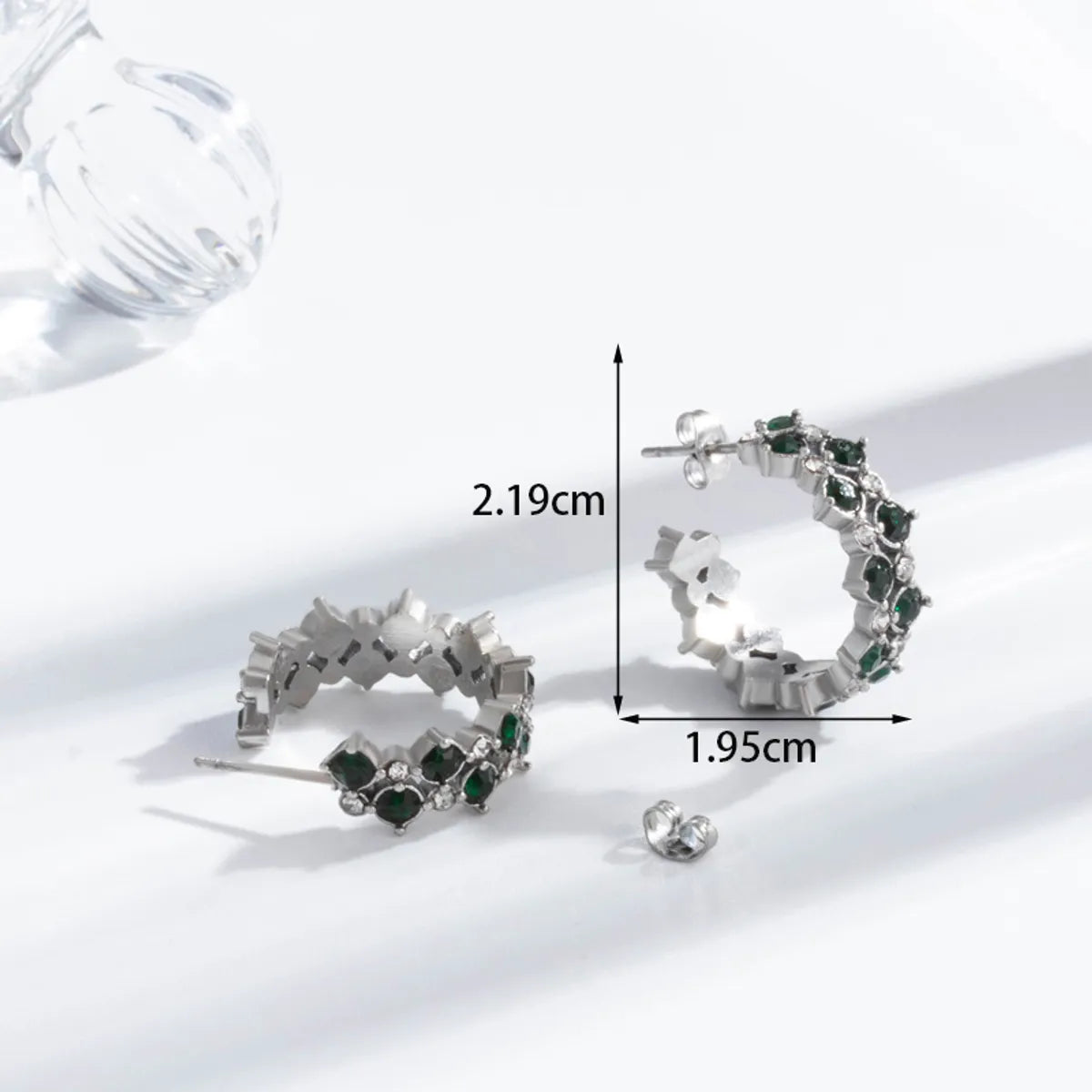 1 Pair French Style Simple Style Classic Style C Shape Water Droplets Plating Inlay 304 Stainless Steel Zircon Ear Studs