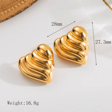 1 Pair French Style Simple Style Classic Style Heart Shape Plating 304 Stainless Steel 18K Gold Plated Ear Studs