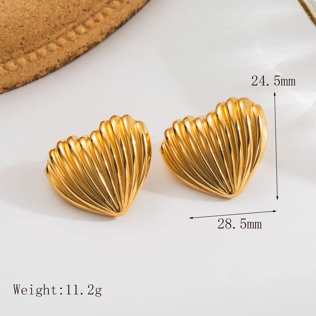 1 Pair French Style Simple Style Classic Style Heart Shape Plating 304 Stainless Steel 18K Gold Plated Ear Studs