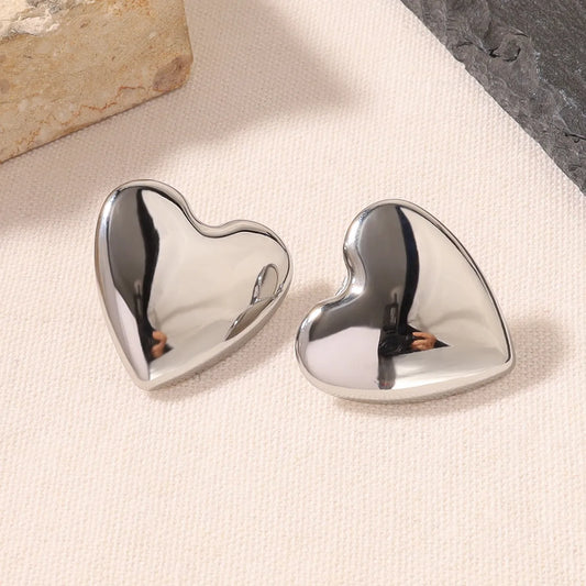 1 Pair French Style Simple Style Classic Style Heart Shape Polishing 304 Stainless Steel Ear Studs