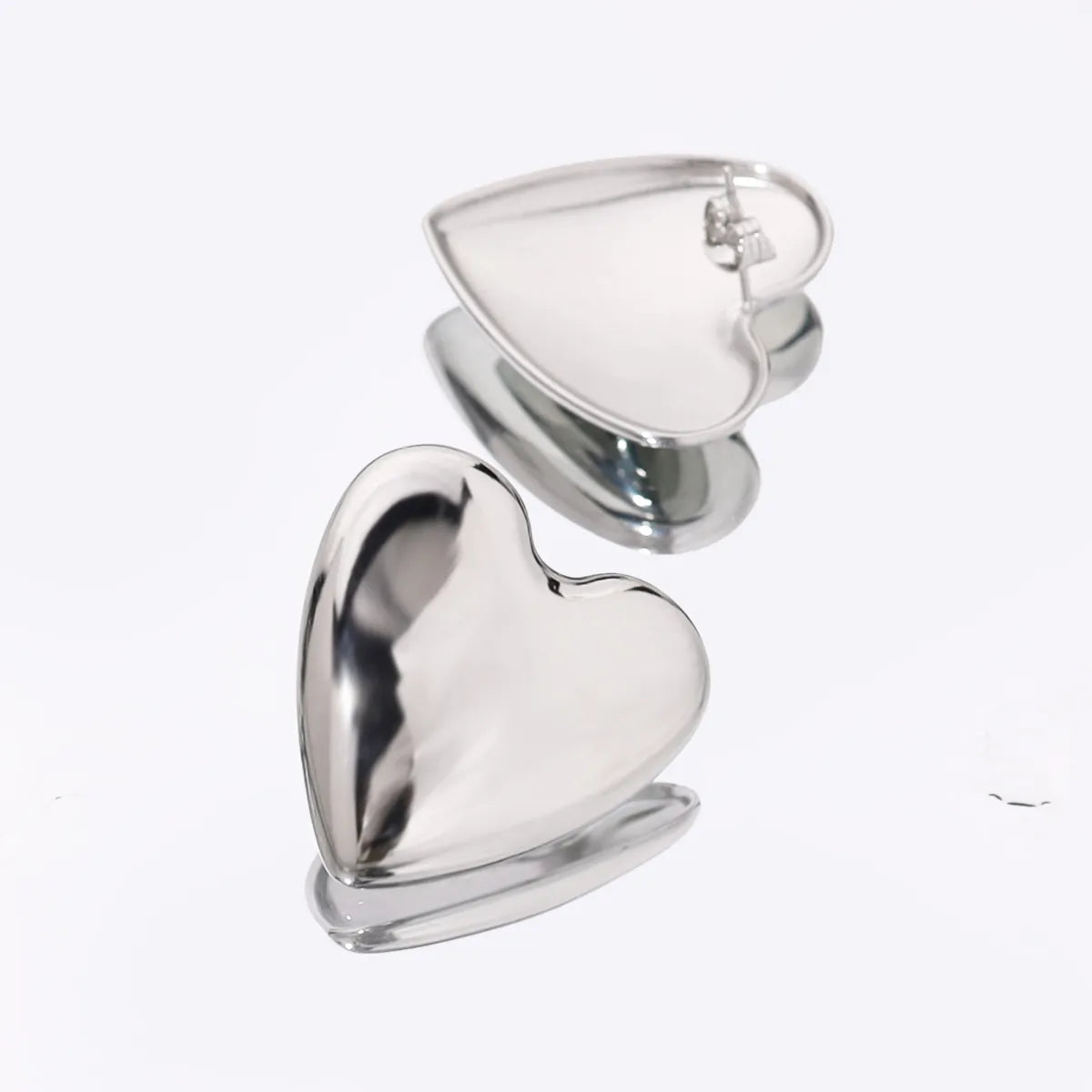 1 Pair French Style Simple Style Classic Style Heart Shape Polishing 304 Stainless Steel Ear Studs