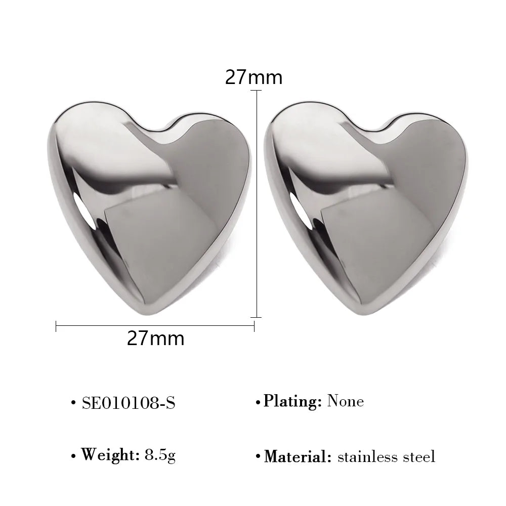 1 Pair French Style Simple Style Classic Style Heart Shape Polishing 304 Stainless Steel Ear Studs