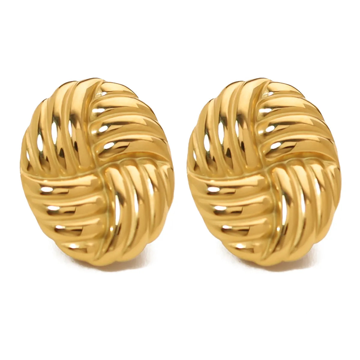 1 Pair French Style Simple Style Classic Style Oval Polishing 304 Stainless Steel 18K Gold Plated Ear Studs