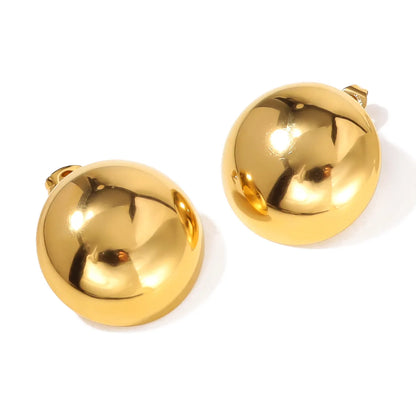 1 Pair French Style Simple Style Classic Style Round Polishing 304 Stainless Steel 18K Gold Plated Ear Studs