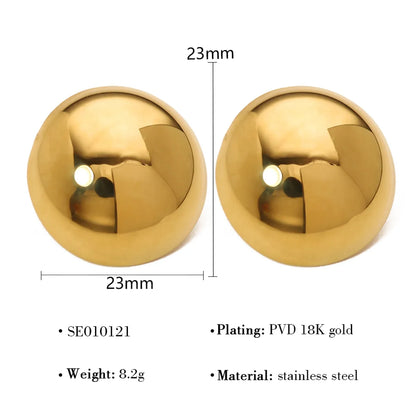 1 Pair French Style Simple Style Classic Style Round Polishing 304 Stainless Steel 18K Gold Plated Ear Studs