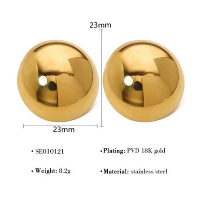 1 Pair French Style Simple Style Classic Style Round Polishing 304 Stainless Steel 18K Gold Plated Ear Studs