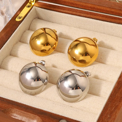 1 Pair French Style Simple Style Classic Style Round Polishing 304 Stainless Steel 18K Gold Plated Ear Studs