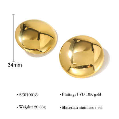 1 Pair French Style Simple Style Classic Style Round Polishing 304 Stainless Steel 18K Gold Plated Ear Studs