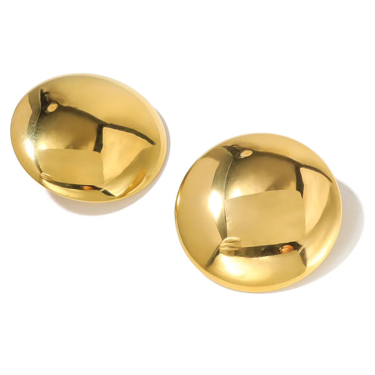 1 Pair French Style Simple Style Classic Style Round Polishing 304 Stainless Steel 18K Gold Plated Ear Studs