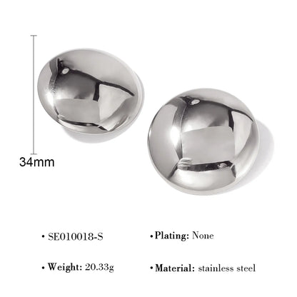 1 Pair French Style Simple Style Classic Style Round Polishing 304 Stainless Steel 18K Gold Plated Ear Studs