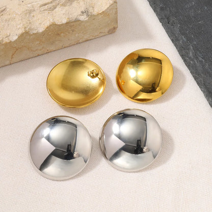 1 Pair French Style Simple Style Classic Style Round Polishing 304 Stainless Steel 18K Gold Plated Ear Studs