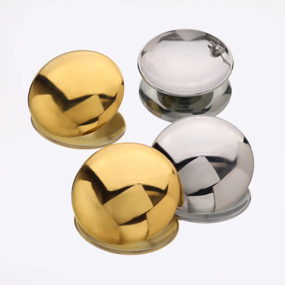 1 Pair French Style Simple Style Classic Style Round Polishing 304 Stainless Steel 18K Gold Plated Ear Studs