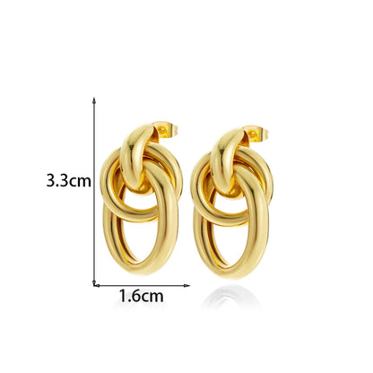 1 Pair French Style Simple Style Classic Style Semicircle Double Ring Copper Ear Studs