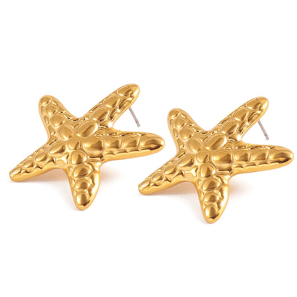 1 Pair French Style Simple Style Classic Style Starfish Polishing 304 Stainless Steel 18K Gold Plated Ear Studs