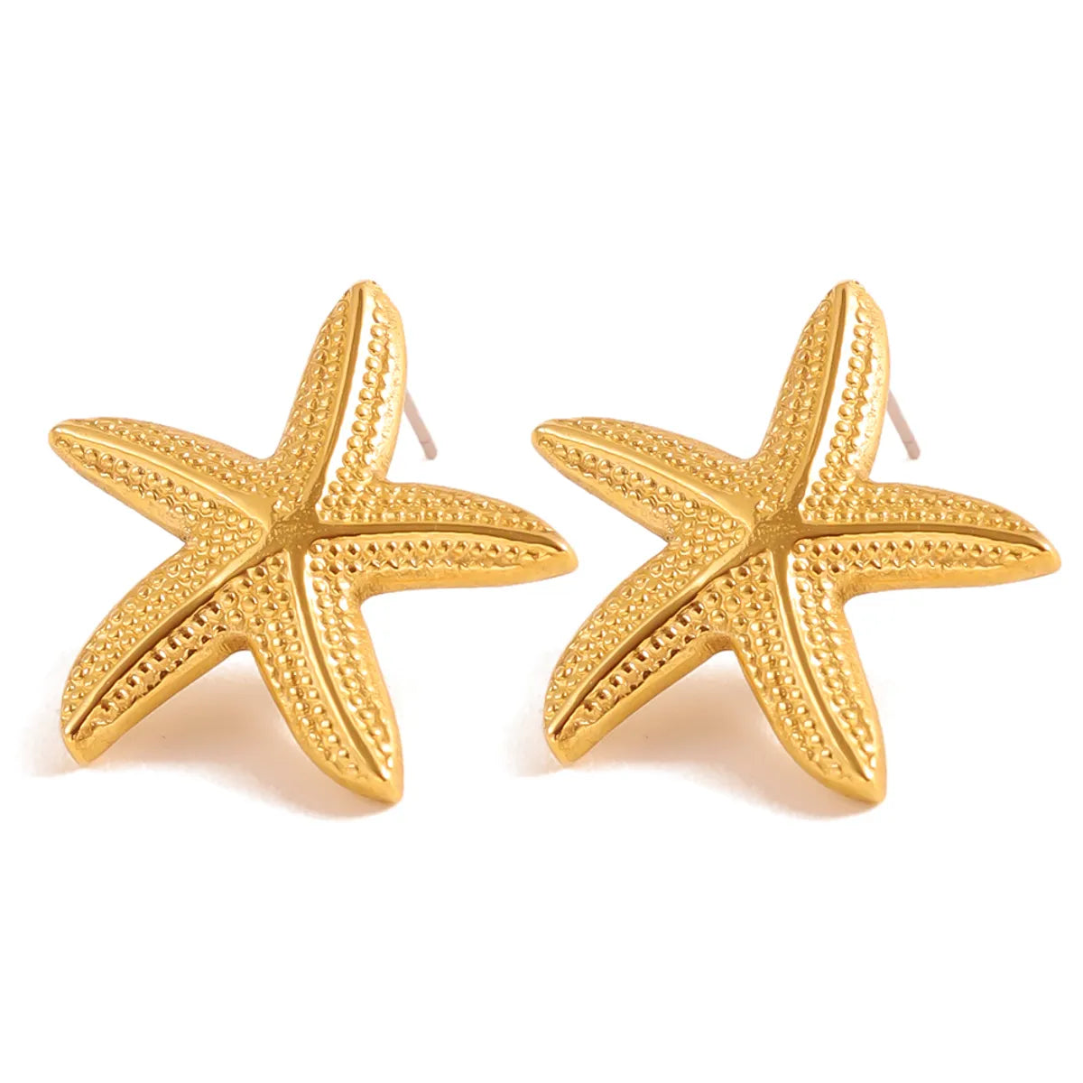 1 Pair French Style Simple Style Classic Style Starfish Polishing 304 Stainless Steel 18K Gold Plated Ear Studs