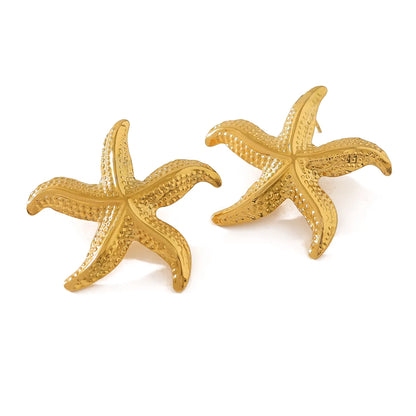 1 Pair French Style Simple Style Classic Style Starfish Polishing 304 Stainless Steel 18K Gold Plated Ear Studs