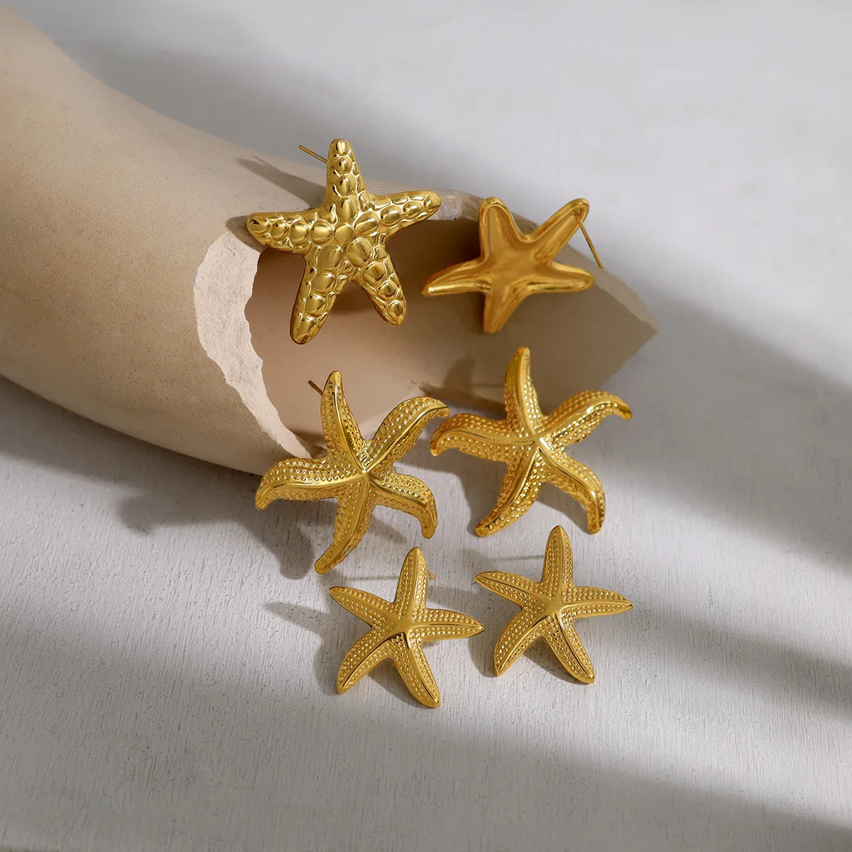 1 Pair French Style Simple Style Classic Style Starfish Polishing 304 Stainless Steel 18K Gold Plated Ear Studs